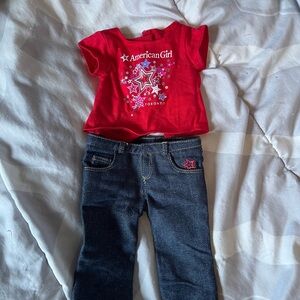 American Girl Toronto  Red T-Shirt and Denim Jeans Set